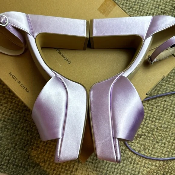 The Drop Women's Hamalie Platform Sandal, Lavender Satin, Size 9 - Picture 9 of 16